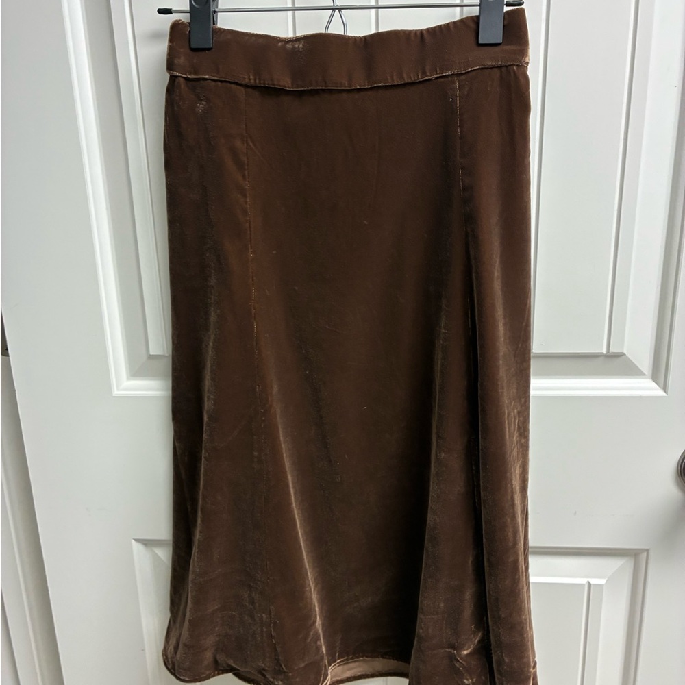 J. Crew Factory Rich Brown Velvet Midi Skirt